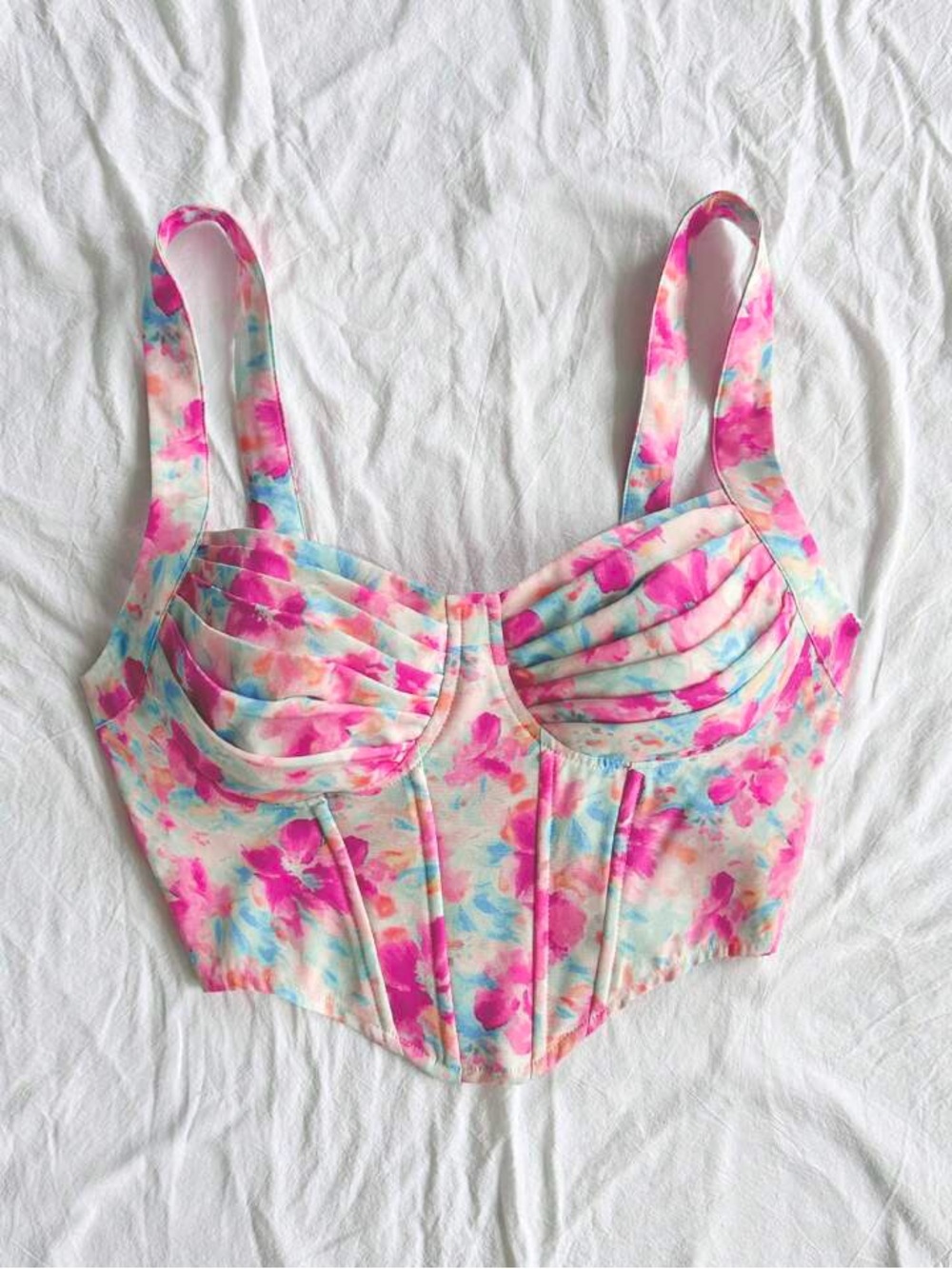 Floral Pink & Blue Top